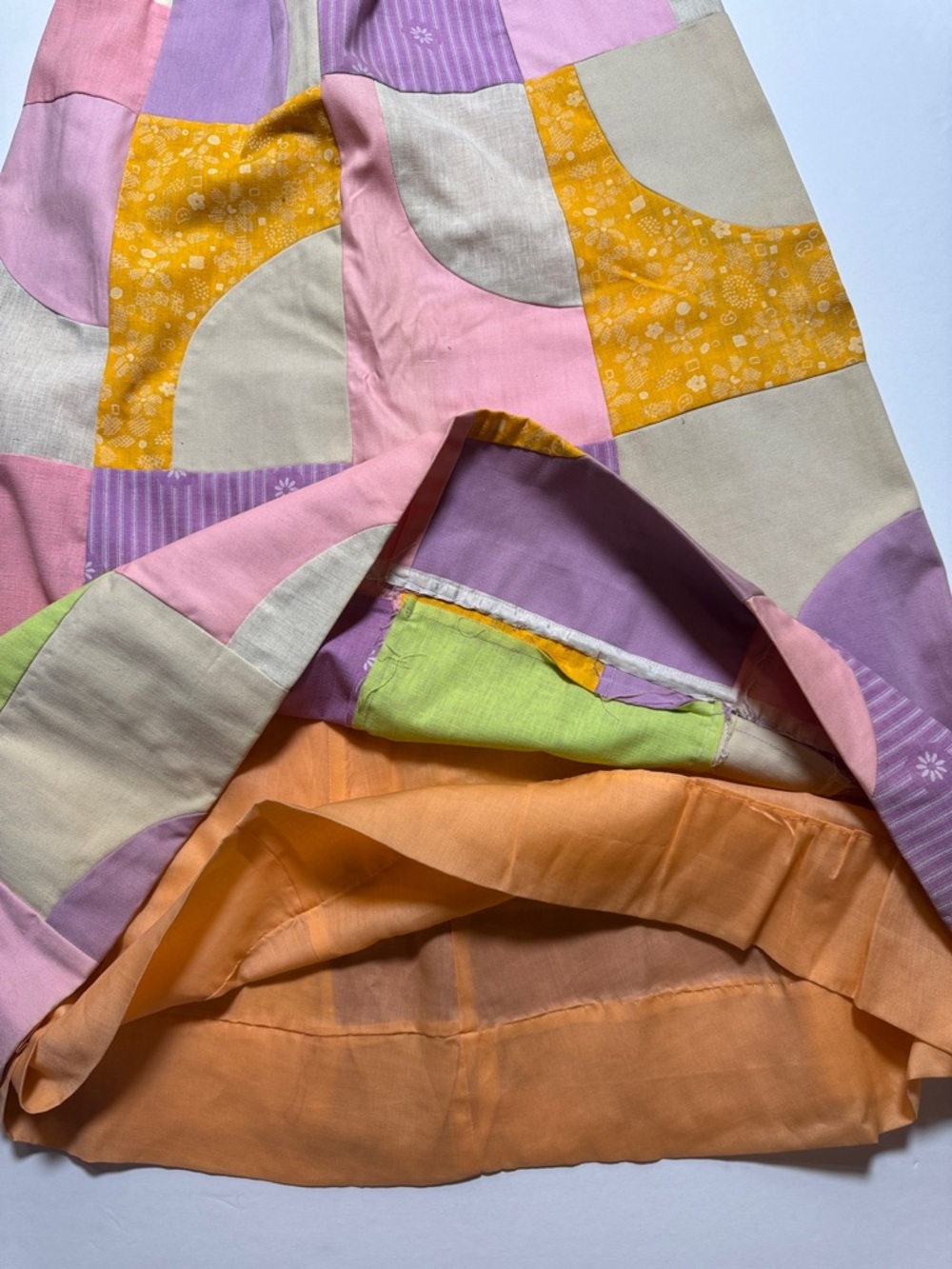 VINTAGE Saks Fifth Avenue Patchwork‎ Maxi Skirt Colorful Pastel Talon Zipper 12 - Picture 6 of 11
